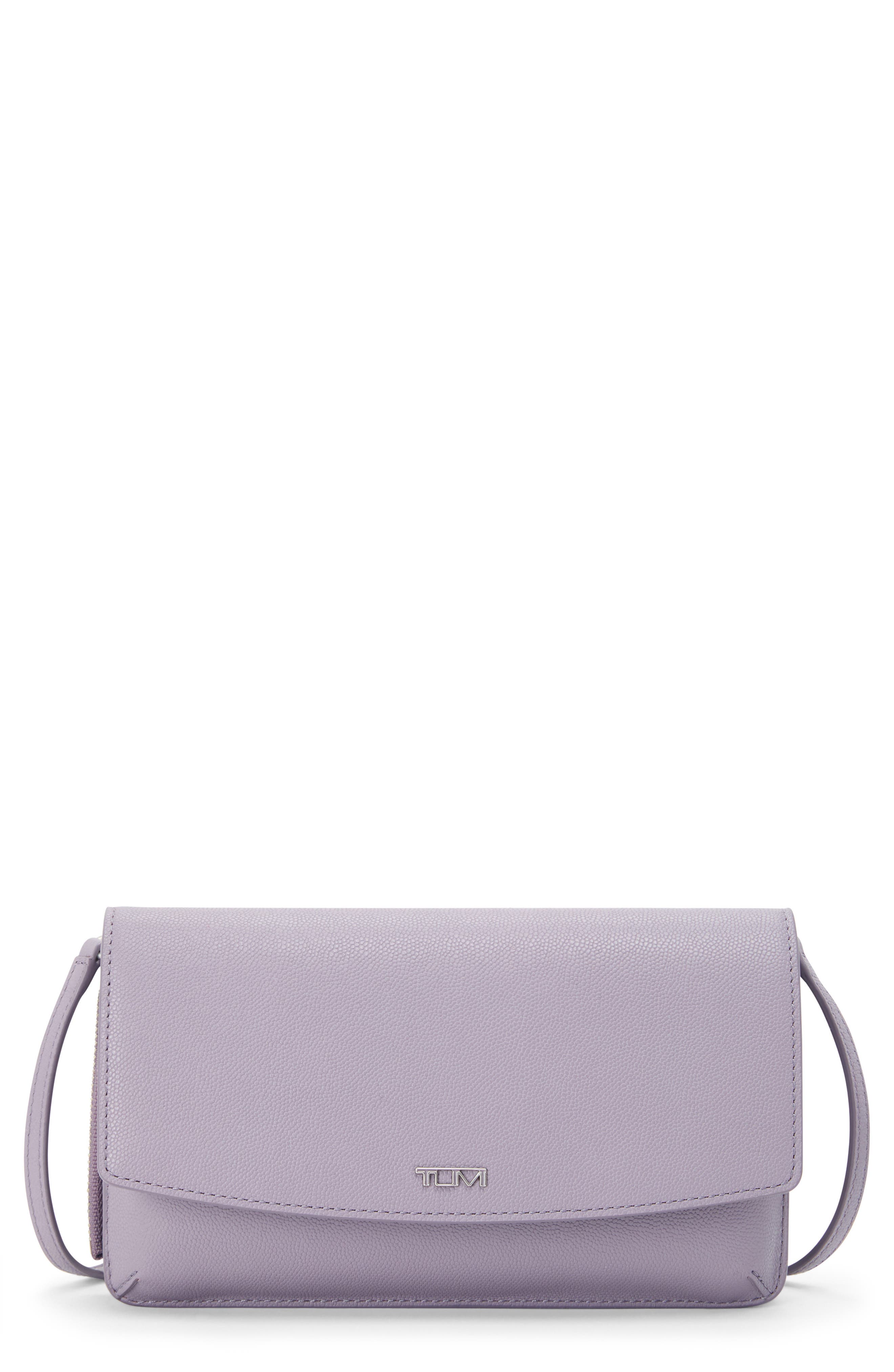 TUMI Leather Crossbody Wallet, Main, color, 