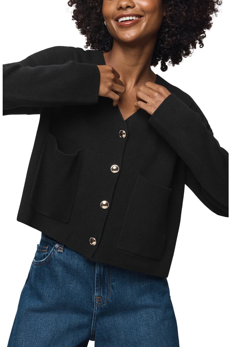 Libby Crop Cardigan, Alternate, color, BLACK