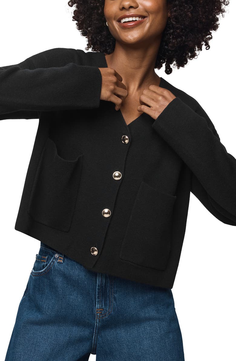 Splendid Libby Crop Cardigan, Alternate, color, Black
