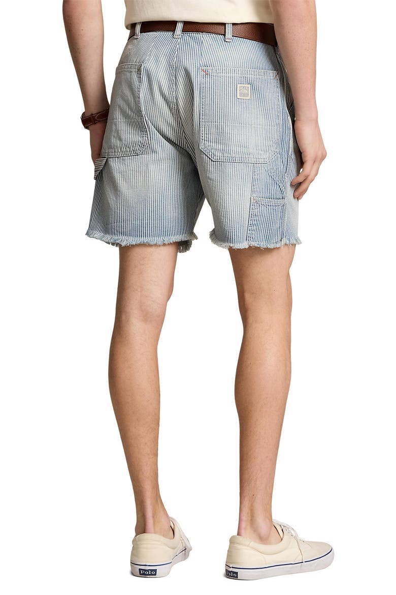 Stripe Cutoff Denim Carpenter Shorts, Alternate, color, CASTELLOW