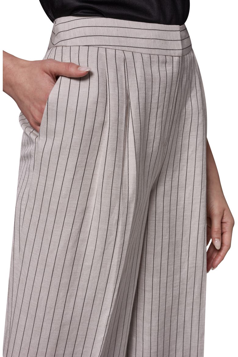 Mid Rise Wide Leg Pinstripe Pants, Alternate, color, FLAX/ BLACK