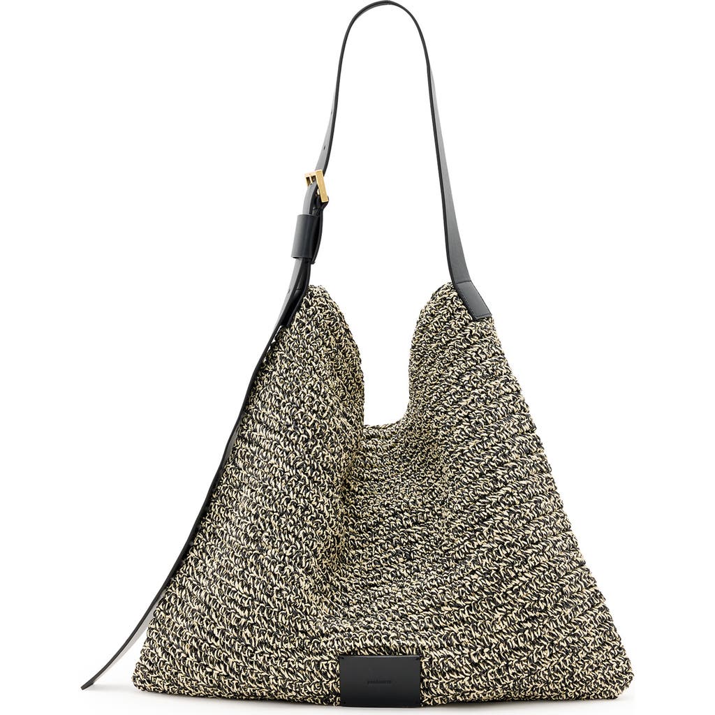 Allsaints Asha Straw Shoulder Bag In Neutral