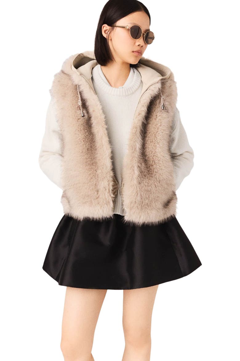Short faux fur jacket, Main, color, Beige