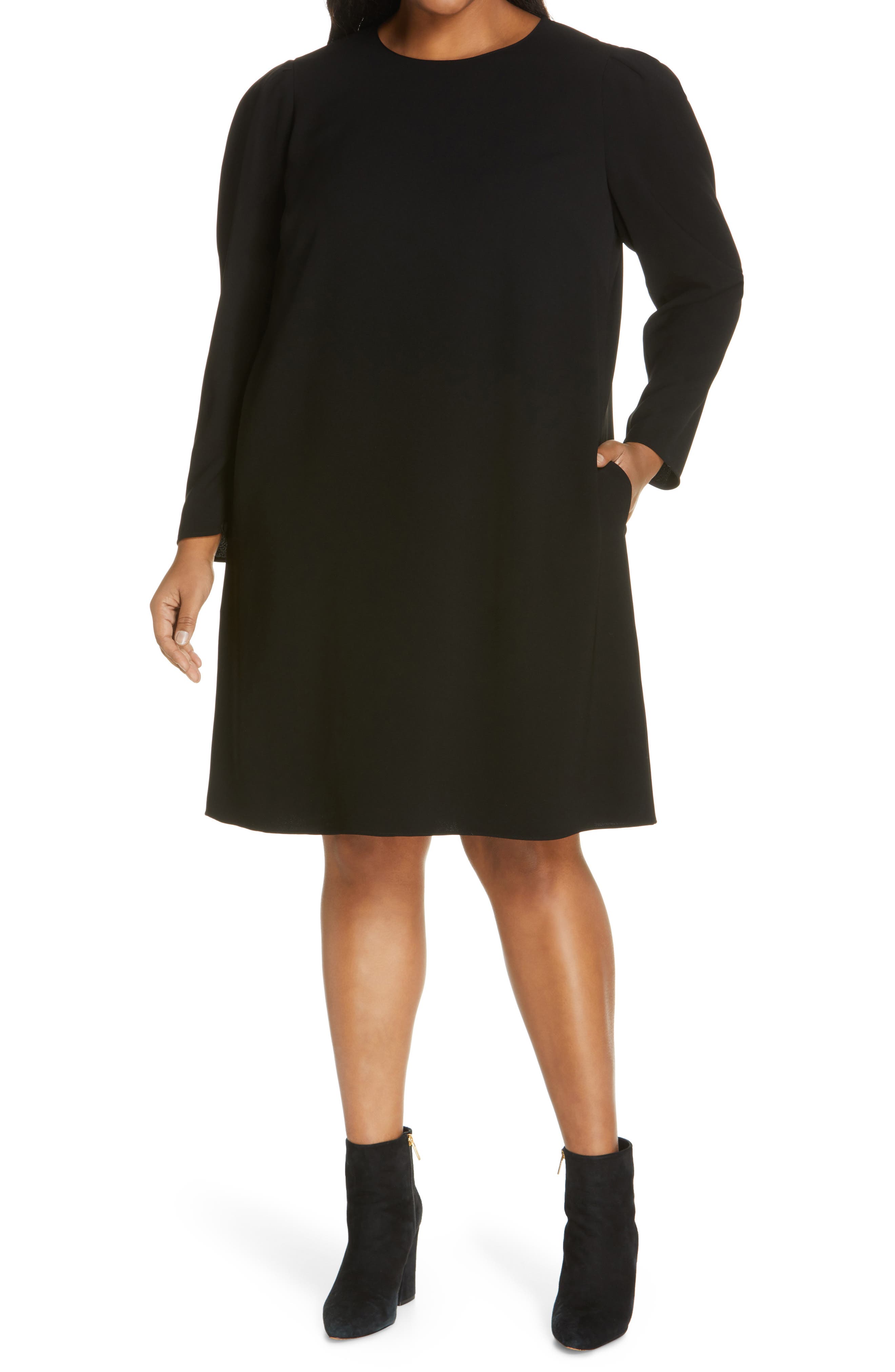Lafayette 148 New York Gia Long Sleeve Finesse Crepe Shift Dress (Women ...