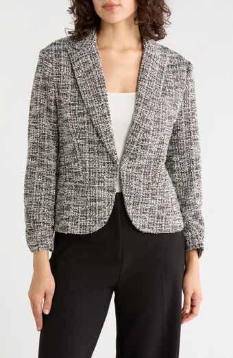 Scrunch Sleeve Bouclé Blazer