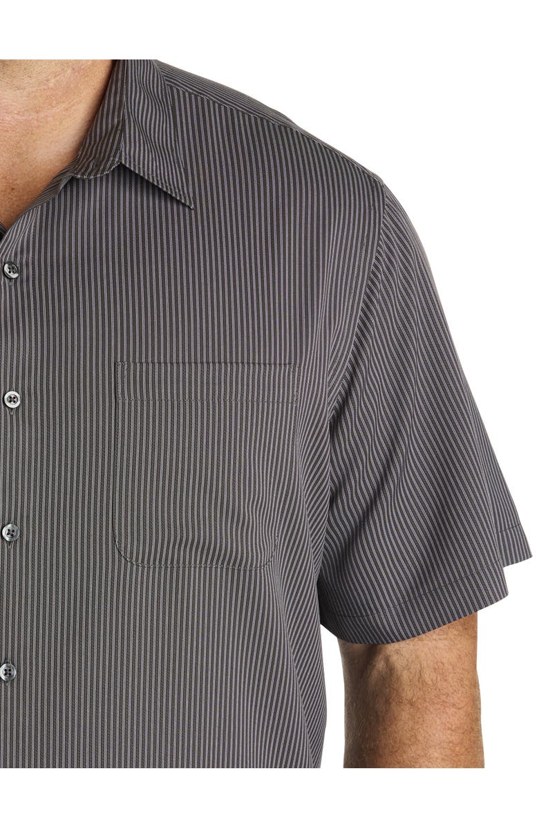 Synrgy by DXL Big & Tall Striped Microfiber Sport Shirt, Alternate, color, Black