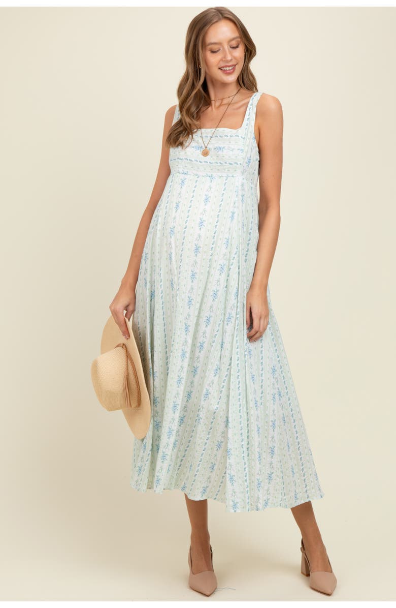 PinkBlush Cotton Floral Square Neck Sleeveless Maxi Dress, Main, color, Light Blue
