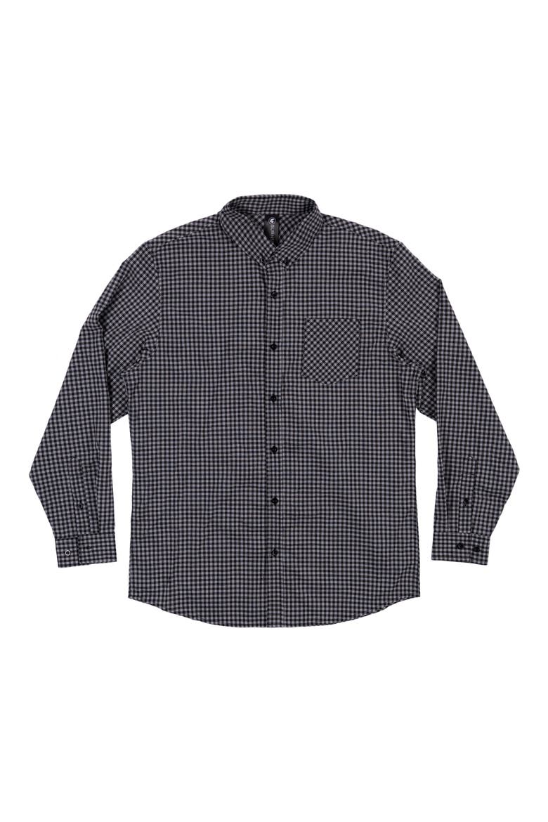 Technical Stretch Gingham Button Down Shirt, Alternate, color, GREY/ BLACK