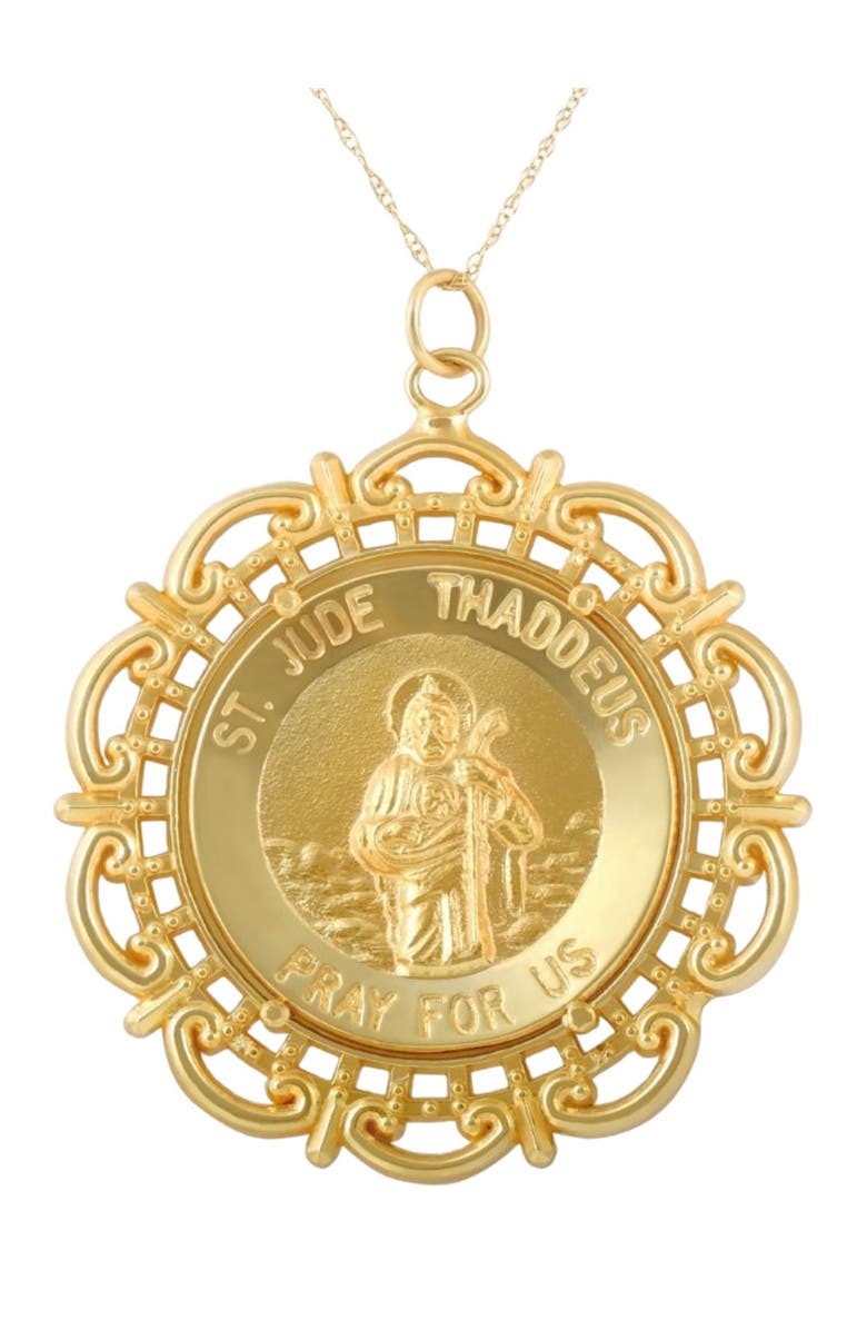 Bliss Diamond 14k Gold St. Jude Thaddeus Medal Pendant 1.5" Tall 7.5 Grams, Main, color, 