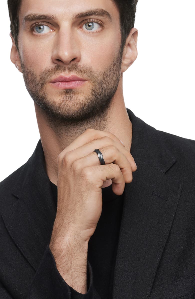 David Yurman Twisted Cable Band Ring in Black Titanium, Alternate, color, Black Titanium