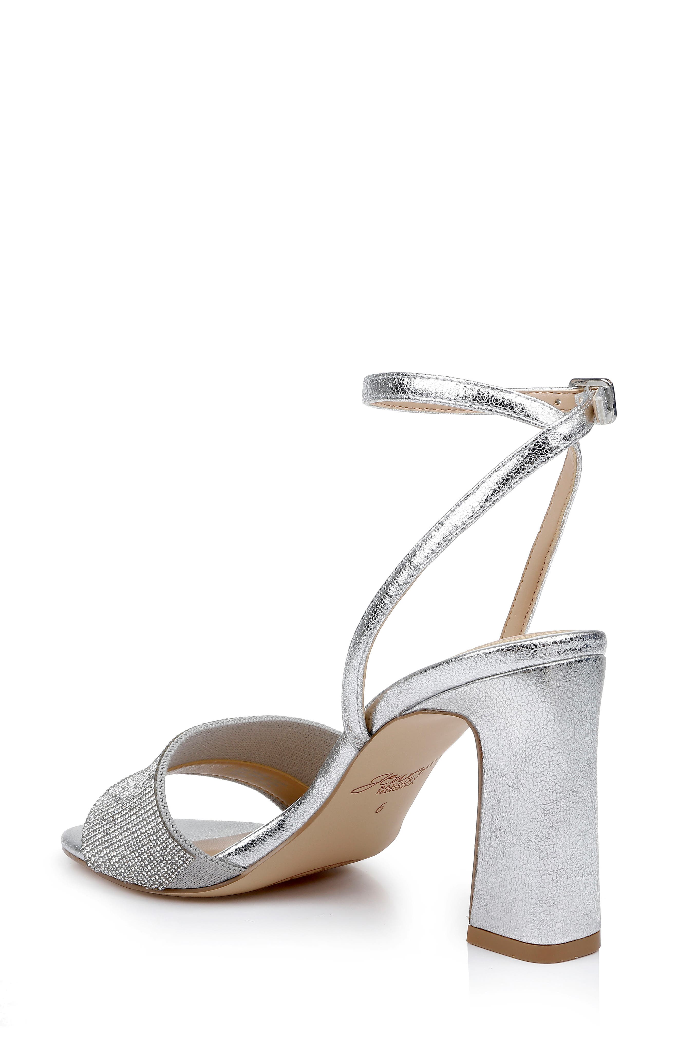Jewel Badgley Mischka Hattie Ankle Strap Sandal, Alternate, color, Silver