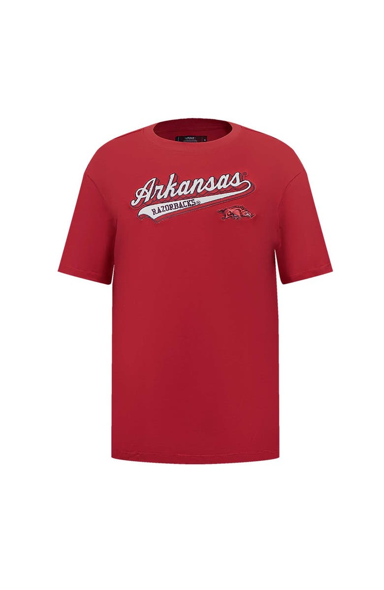 PRO STANDARD Women's Pro Standard Cardinal Arkansas Razorbacks Script Tail Oversized Boyfriend T-Shirt, Alternate, color, Cardinal