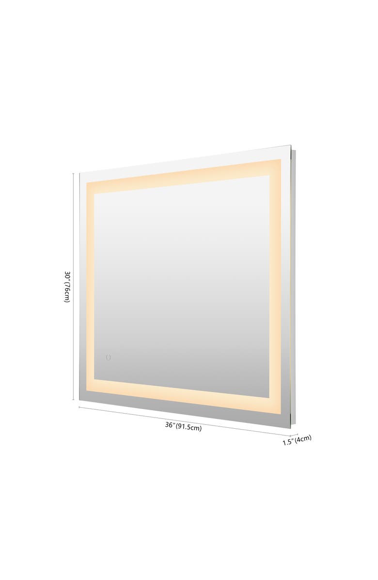 JONATHAN Y Remy Rectangular Frameless Antifog Front-Lit Wall Bathroom Vanity Mirror with Smart Touch, Alternate, color, 