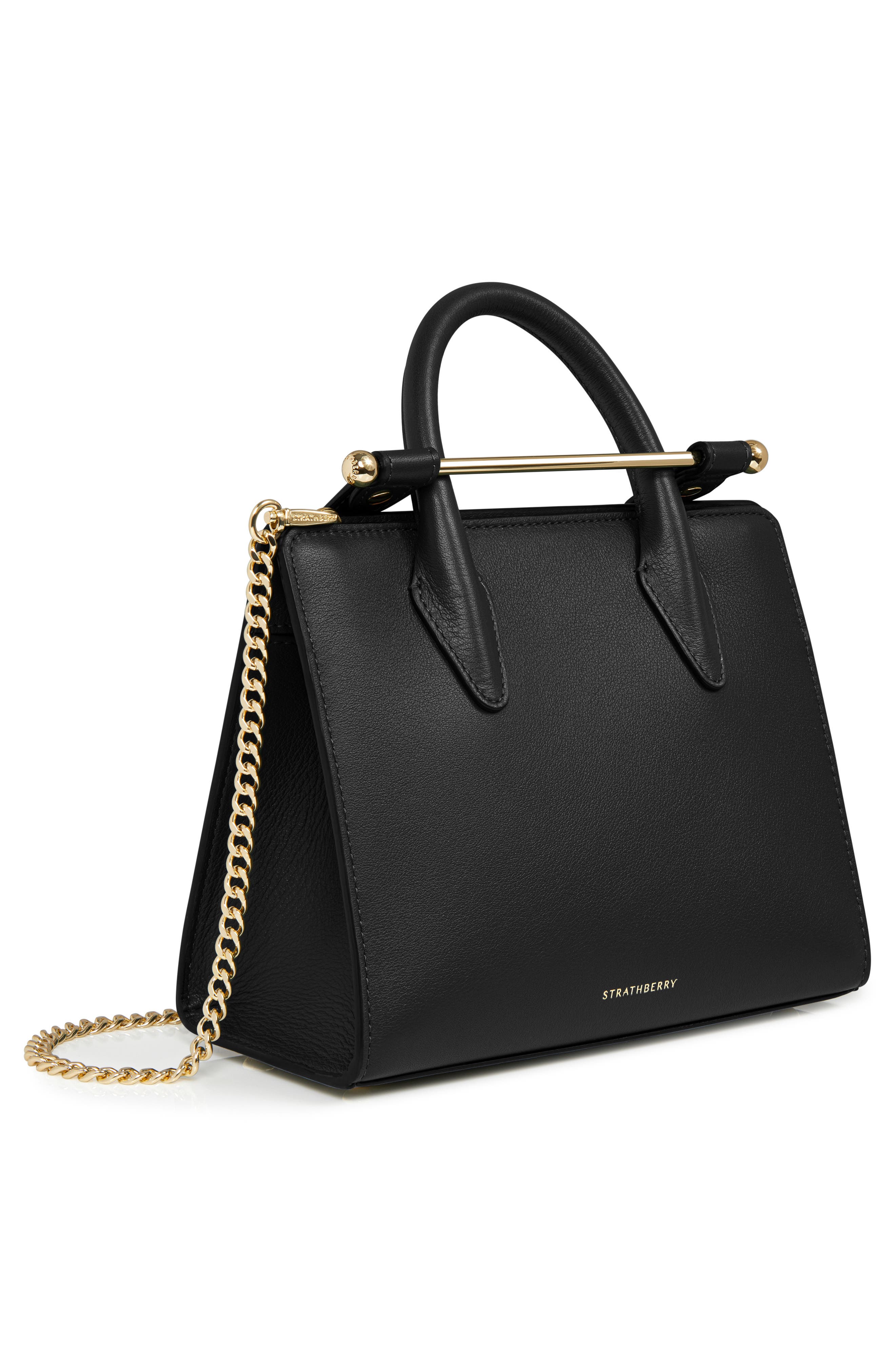 Strathberry Mini Leather Tote, Alternate, color, Black