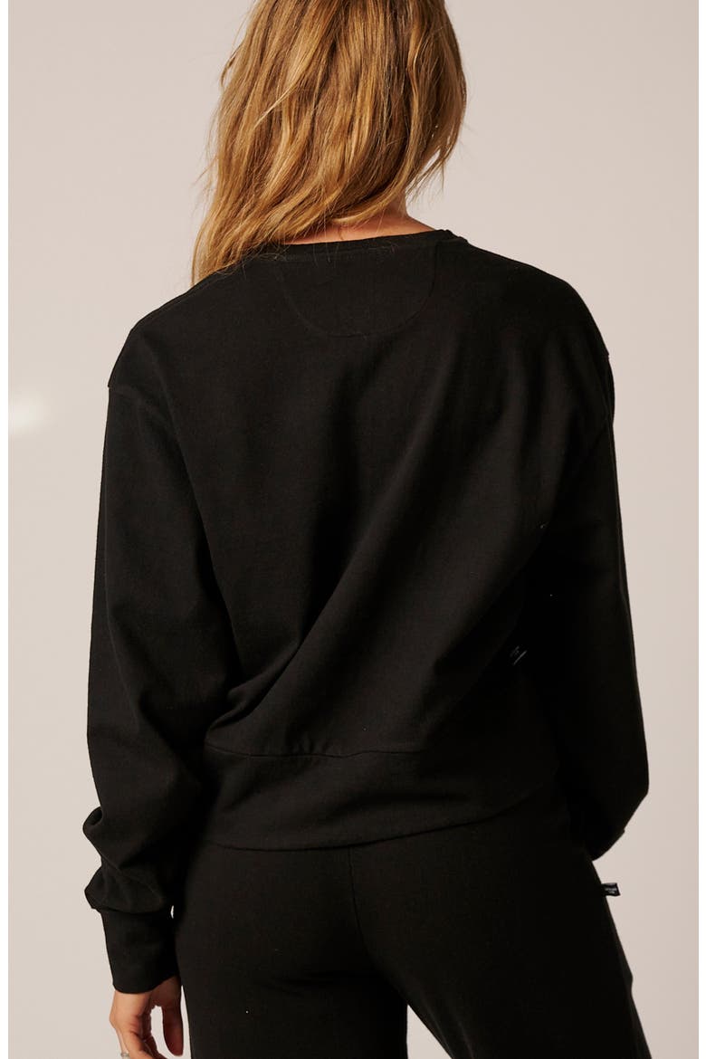 Womens Cotton Lounge Crew, Alternate, color, Onyx