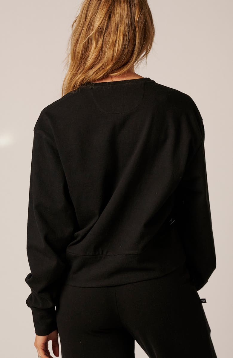 LEISURE LAB Womens Cotton Lounge Crew, Alternate, color, Onyx