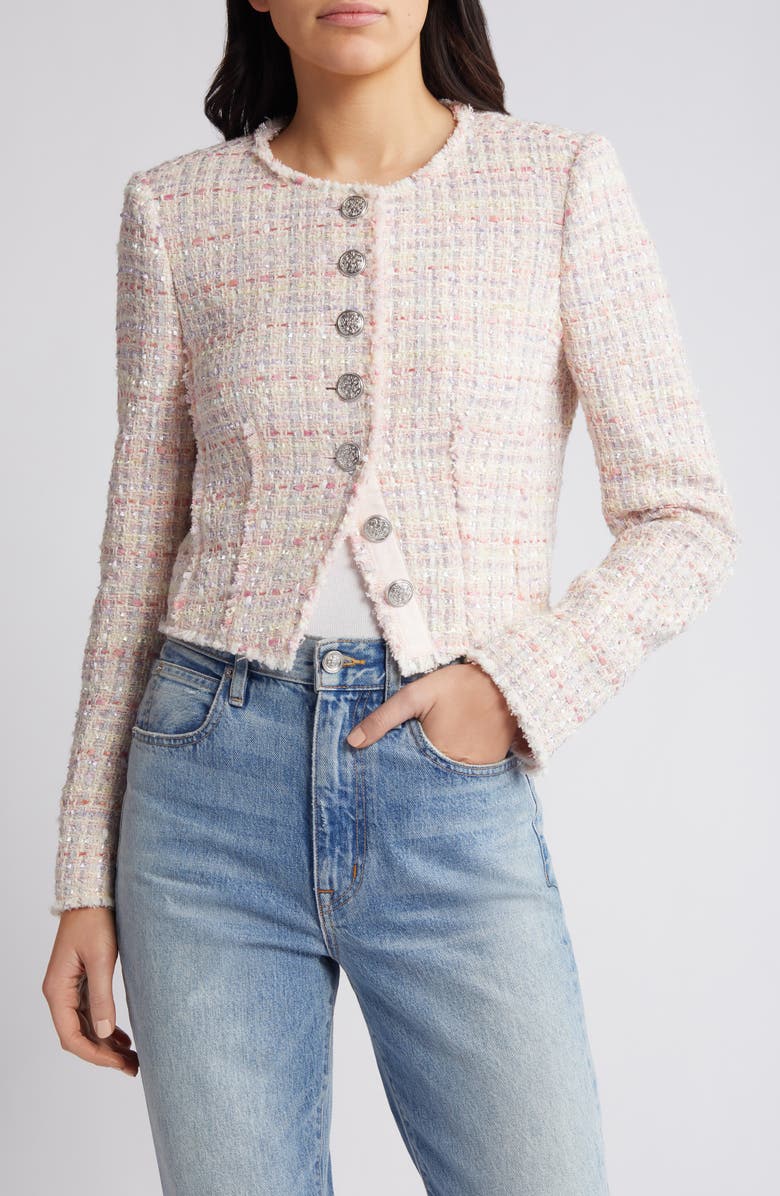 LoveShackFancy Falima Crop Tweed Jacket, Alternate, color,