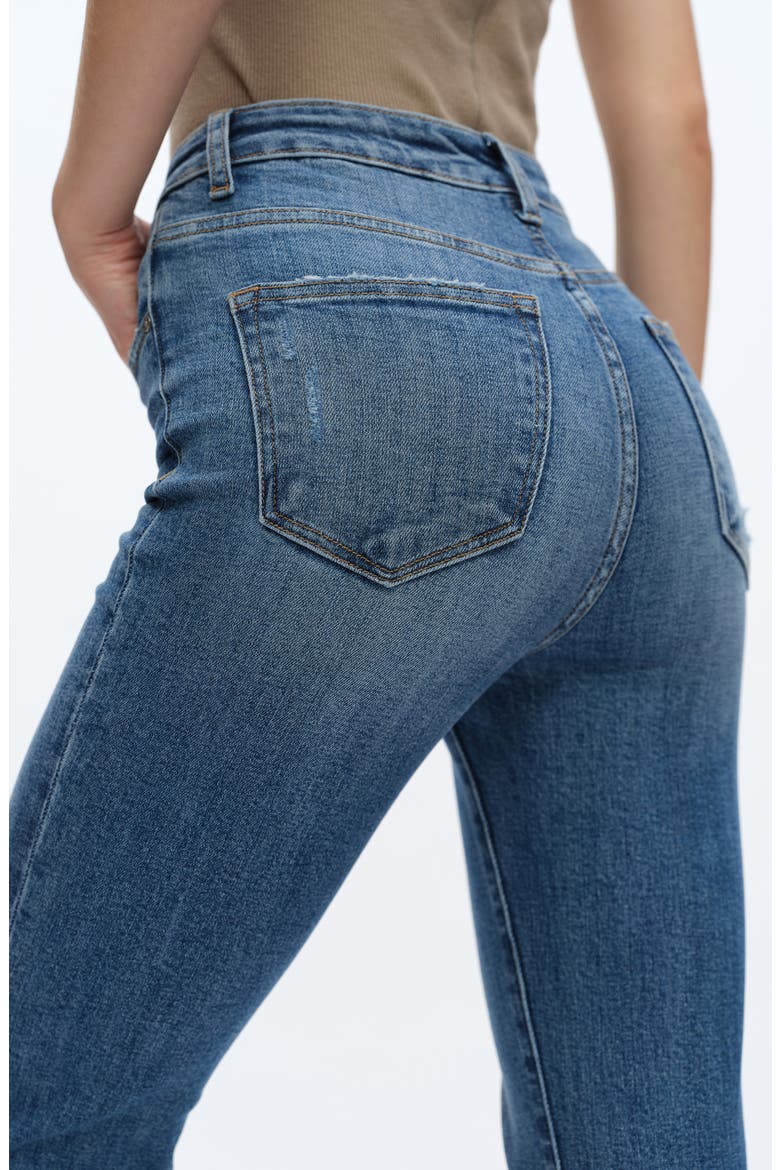 High Waist Fray Hem Ankle Flare Jeans, Alternate, color, MEDIUM BLUE
