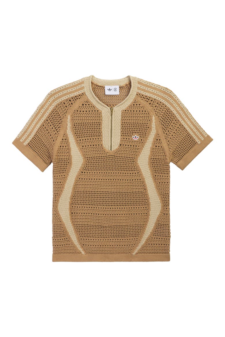 x CLOT Short Sleeve Quarter Zip Sweater, Alternate, color, CARDBOARD