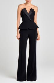 NADINE MERABI Taylor Satin Lapel Strapless Top