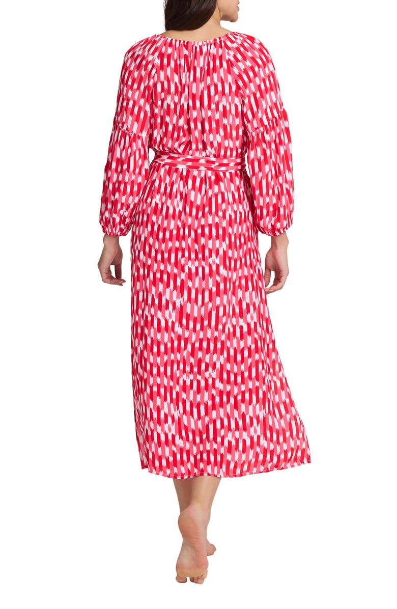 Tommy Bahama Ikat Stripe Tie Waist Cover-Up Dress, Alternate, color, Red Hibiscus