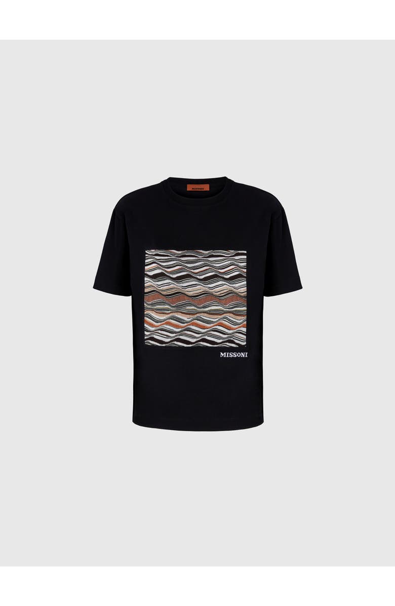 Missoni Short Sleeve T-shirt With Knit Insert And Logo, Main, color, Black