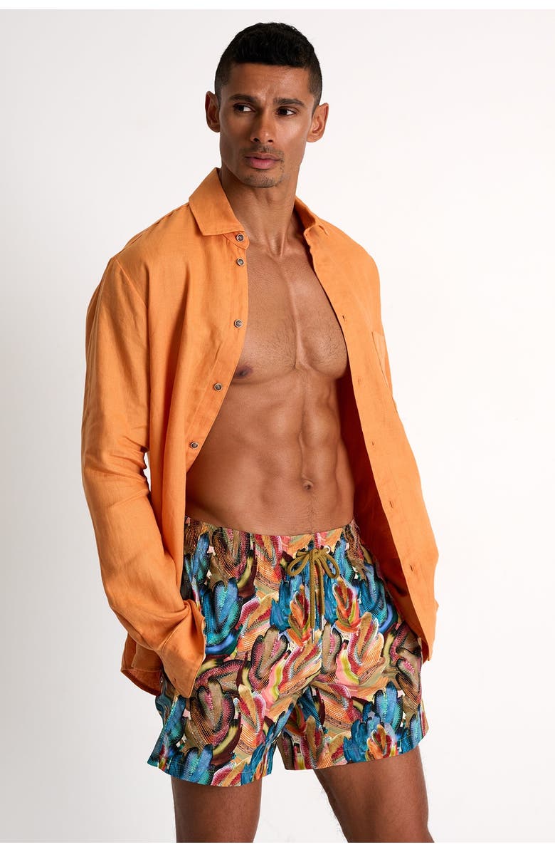 SHAN Classic fit stretch swim trunks, Alternate, color, Print