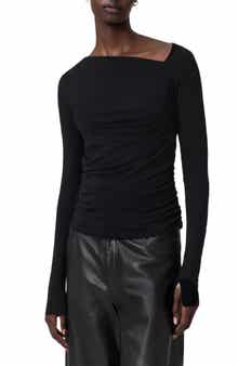AllSaints Seyma Asymmetric Neck Jersey Top