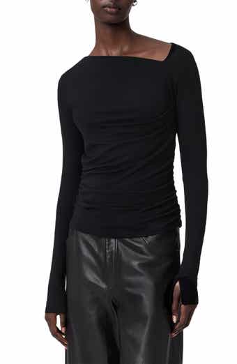 AllSaints Seyma Asymmetric Neck Jersey Top