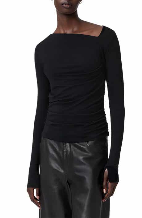 AllSaints Seyma Asymmetric Neck Jersey Top