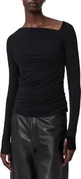 AllSaints Seyma Asymmetric Neck Jersey Top