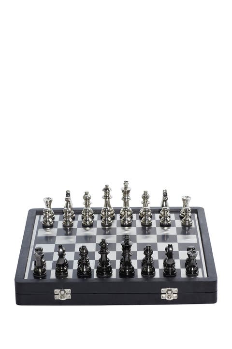 Black Aluminum Traditional Chess Game Set