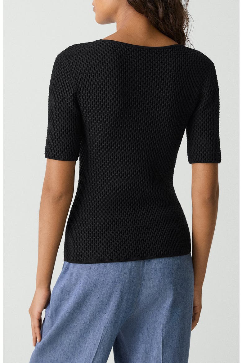 Bleecke Texture Scoop Neck T-Shirt, Alternate, color, BLACK