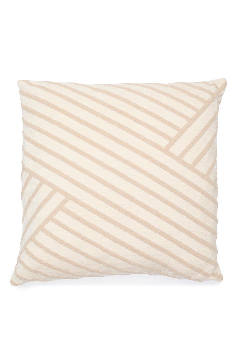 Tahari Asymmetrical Stripe Bouclé Accent Pillow, Main, color, Feather/ Taupe