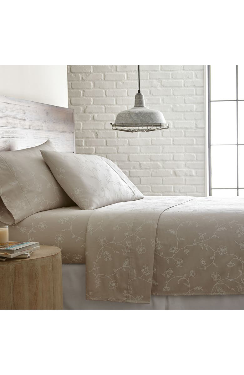 SOUTHSHORE FINE LINENS Sweetbrier Long Staple Sateen Cotton Sheet Set, Alternate, color, Soft Sand
