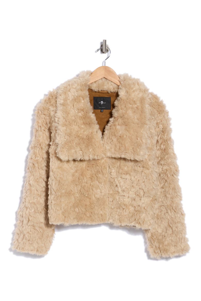Faux Fur Crop Jacket, Main, color, BUFF