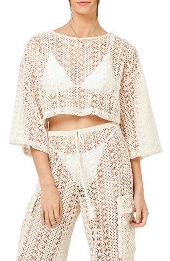 L*space Lspace Gigi Sheer Crop Cover-up Top
