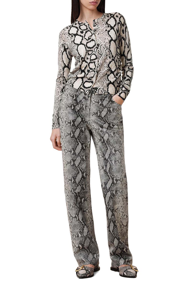 AllSaints Saige Snakeskin Embossed Leather Pants, Alternate, color, 