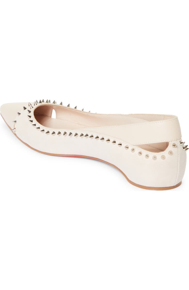 Christian Louboutin Duvettina Spikes Pointed Toe Ballet Flat, Alternate, color, F608 Leche/ Lin Leche
