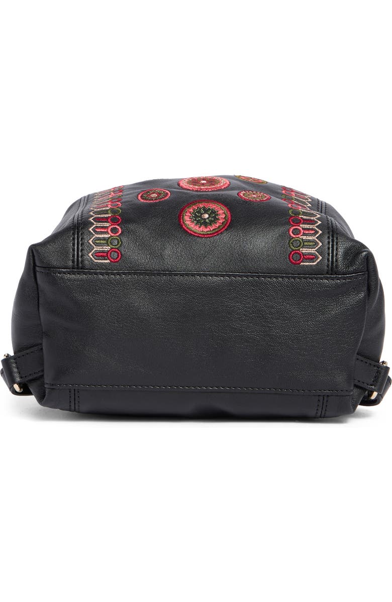 Longchamp Embroidered Leather Backpack, Alternate, color, Black/Fig/Khaki