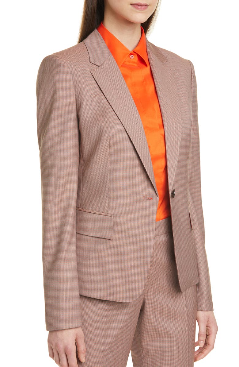 BOSS Jaxtina Check Wool Jacket, Alternate, color,