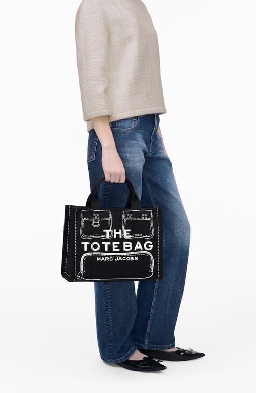 Marc Jacobs The Trompe Loeil Cargo Canvas Medium Tote Bag In Black