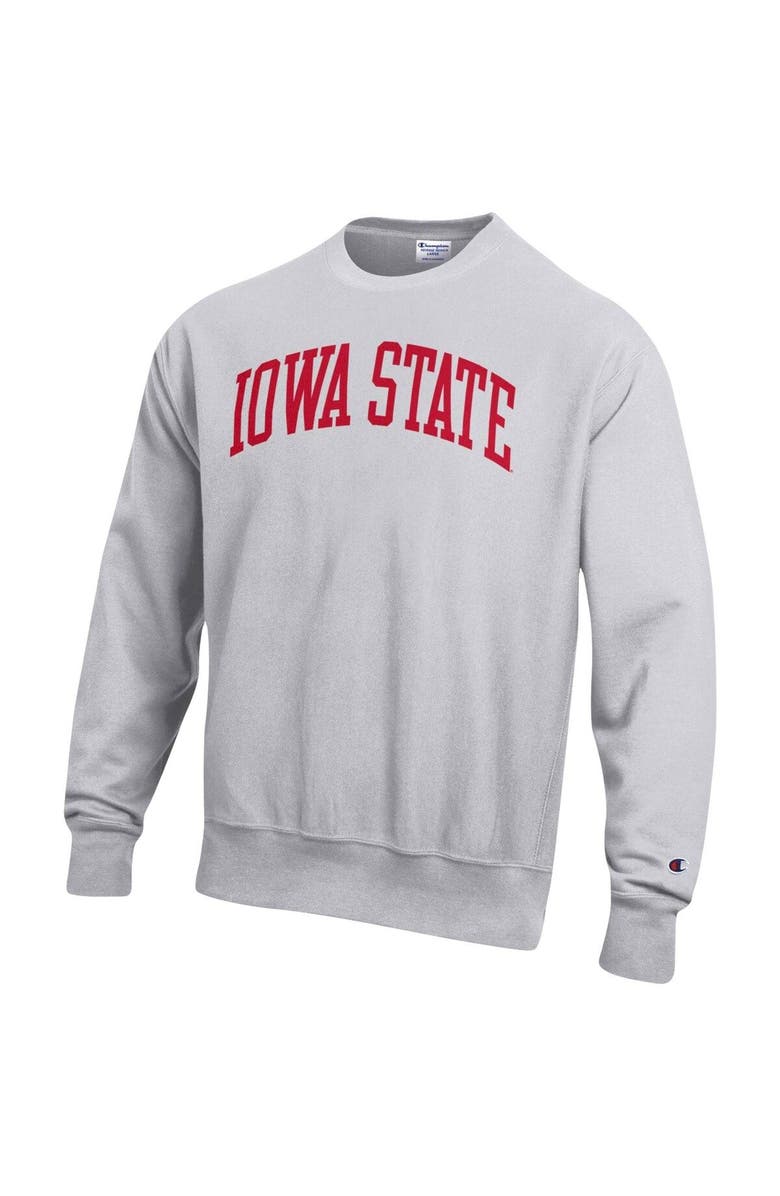 Champion Men's Champion Heathered Gray Iowa State Cyclones Arch Reverse Weave Pullover Sweatshirt, Alternate, color, Heather Gray