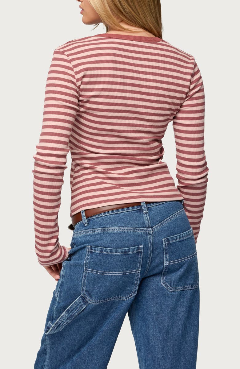 EDIKTED Roma Stripe Rib Henley Top, Alternate, color, 