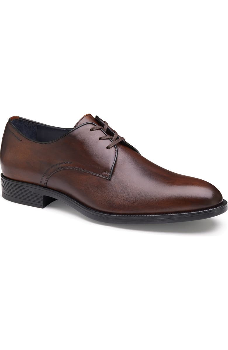 Johnston & Murphy Flynch Plain Toe Derby, Main, color, Mahogany Italian Calfskin