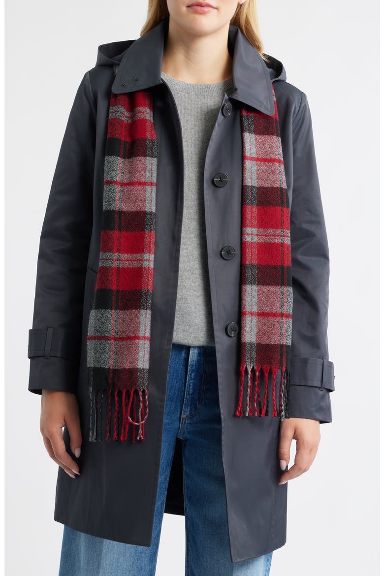 Short Raincoat with Scarf, Alternate, color, CHARCOAL