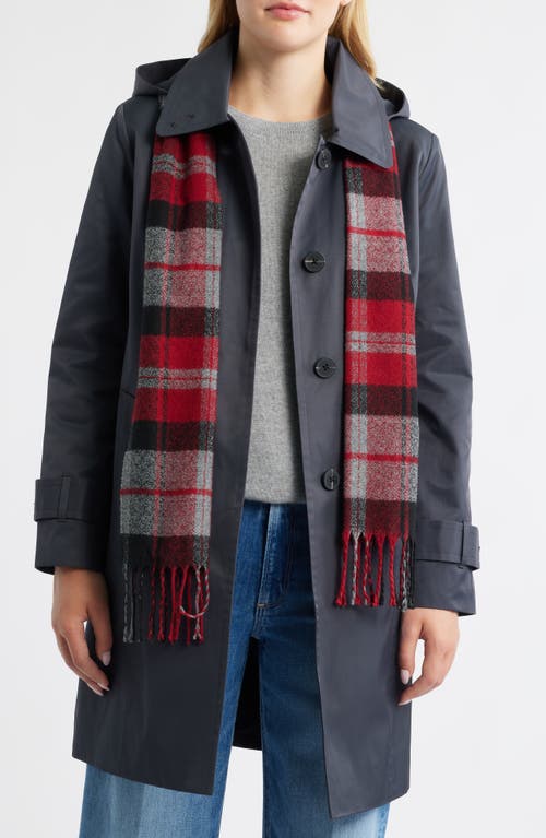 London Fog Short Raincoat With Scarf In Gray