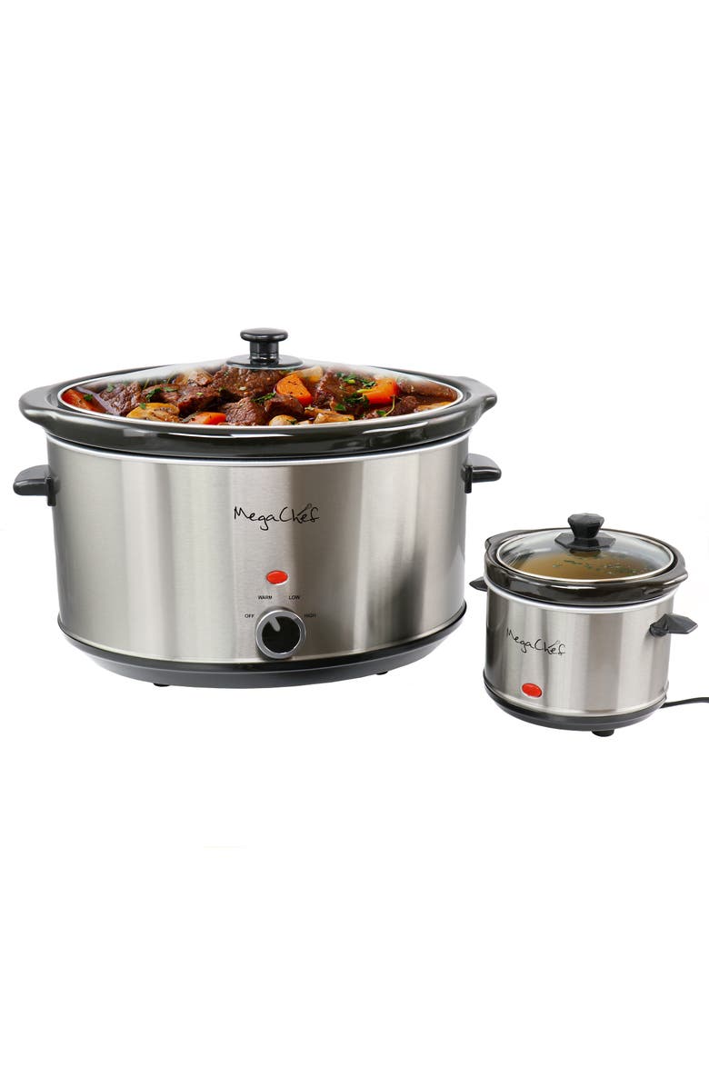 Megachef 8 Quart Slow Cooker with Bonus Mini 0.6 Quart Warmer, Main, color, 