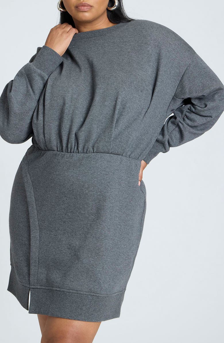 ELOQUII Crewneck Long Sleeve Sweatshirt Minidress, Alternate, color, 