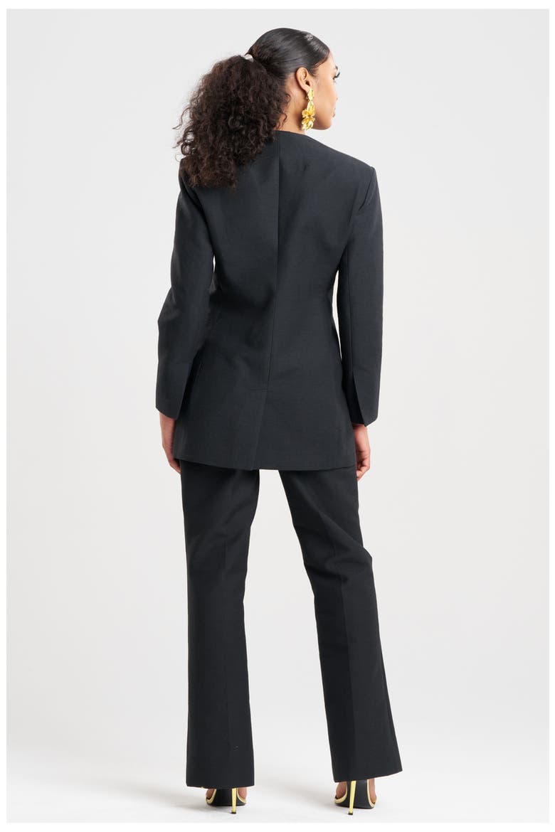 CANVAS Blazer with Embroidery, Alternate, color, BLACK